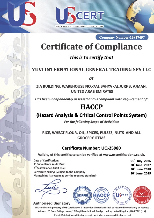 YUVI INTERNATIONAL GENERAL TRADING SPS LLC HACCP